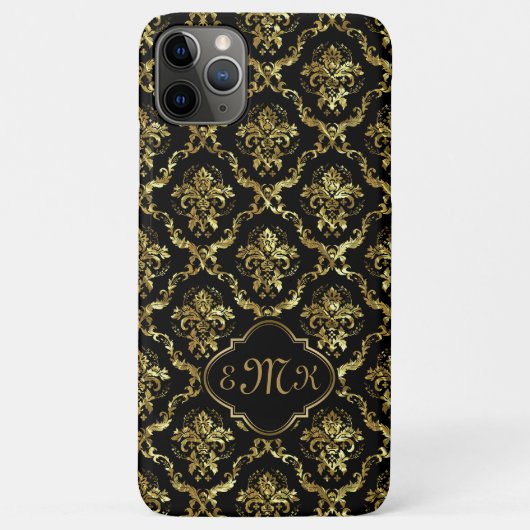 Coques Case-Mate iPhone Trait or brillant damassé noir (Dos)