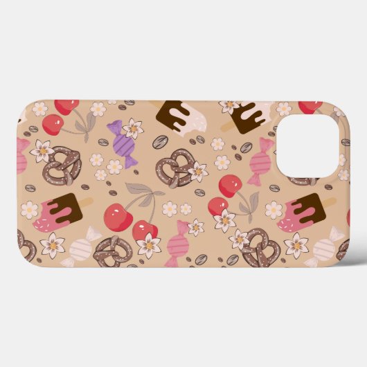 Coques Case-Mate iPhone Traitements sucrés et salés Motif beige (Verso (horizontal))