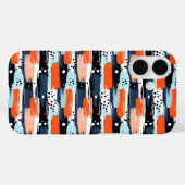 Coques Case-Mate iPhone Traits de pinceau abstraits bleu orange (Verso (horizontal))