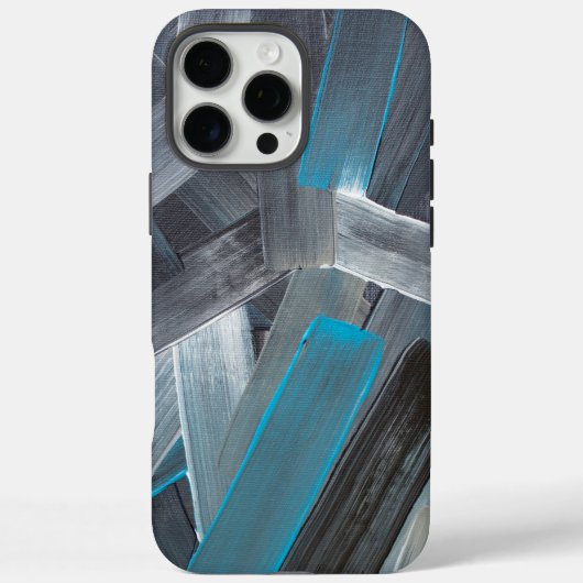 Coques Case-Mate iPhone Traits de pinceau abstraits en bleu, gris et noir (Verso)