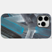 Coques Case-Mate iPhone Traits de pinceau abstraits en bleu, gris et noir (Verso (horizontal))