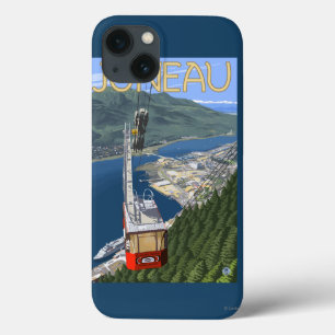 Etui iPhone 13 Tramway au-dessus de Juneau, Alaska Poster Vintage