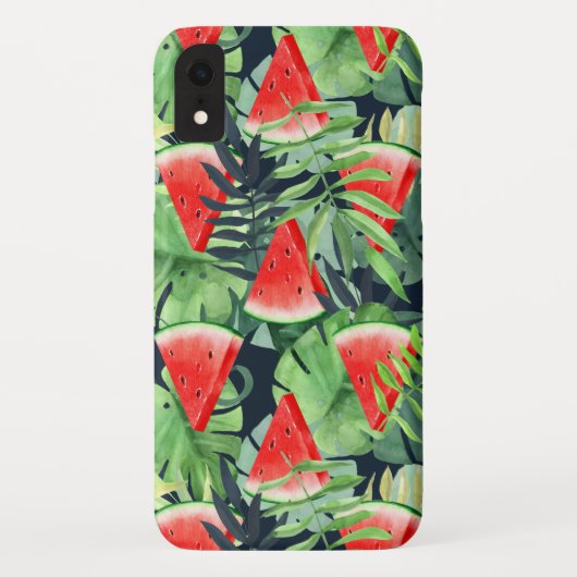 Coques Case-Mate iPhone Tranches de pastèque avec feuilles tropicaux (Dos)