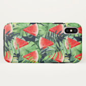 Coques Case-Mate iPhone Tranches de pastèque avec feuilles tropicaux (Dos (Horizontal))