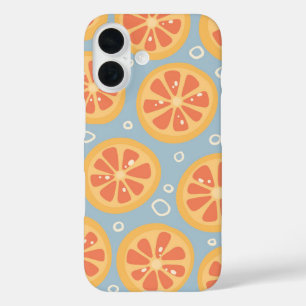 Coques iPhone 16 Tranches d'orange vives et audacieuses sur fond bl