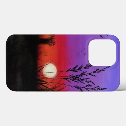 Coques Case-Mate iPhone Tranquille - Beau coucher de soleil - Dessin (Verso (horizontal))