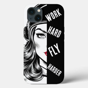 Case-Mate iPhone Case TRAVAILLE dur, vole encore plus dur, femme pilote,
