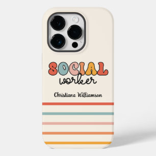 Coque Pour iPhone 14 Pro Travailleur social rétro personnalisé