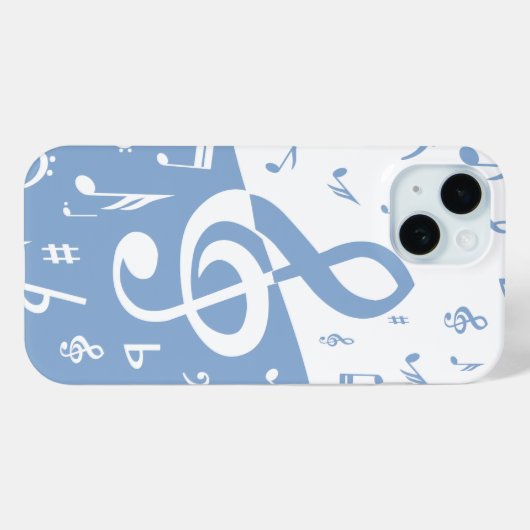 Coques Case-Mate iPhone Treble Clef Wave Ciel bleu et blanc (Verso (horizontal))