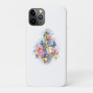 Case-Mate iPhone Case Treble clef with Pink Roses