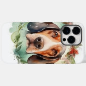 Coques Case-Mate iPhone Treeing Walker Christmas Wreath Festive Pup (Verso (horizontal))