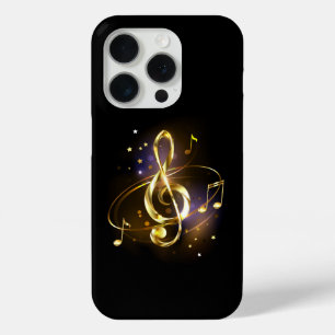 Coque iPhone 15 Pro Trèfle à trois feuilles en or Musique