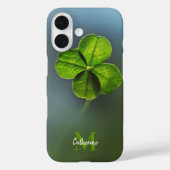 Coques Case-Mate iPhone Trèfle Chanceux Vert Nom et Monogramme (Verso)