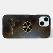 Coques Case-Mate iPhone Trèfle doré élégant, aspect cuir (Verso (horizontal))