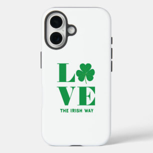 Coques iPhone 16 Trèfle Shamrock Irlandais Personnalisé Vert Blanc