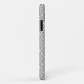 Coques Case-Mate iPhone Treillis gris Floral rose Monogramme (Dos/Droite)