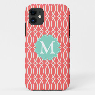 Coque Case-Mate Pour iPhone Treillis moderne de corail élégant personnalisé
