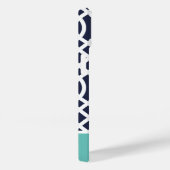 Coques Case-Mate iPhone Trellis de monogramme Navy et Aqua (Verso / Droite)