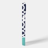Coques Case-Mate iPhone Trellis de monogramme Navy et Aqua (Verso / Droite)