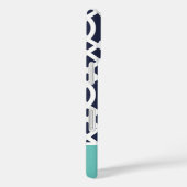 Coques Case-Mate iPhone Trellis de monogramme Navy et Aqua (Verso / Droite)