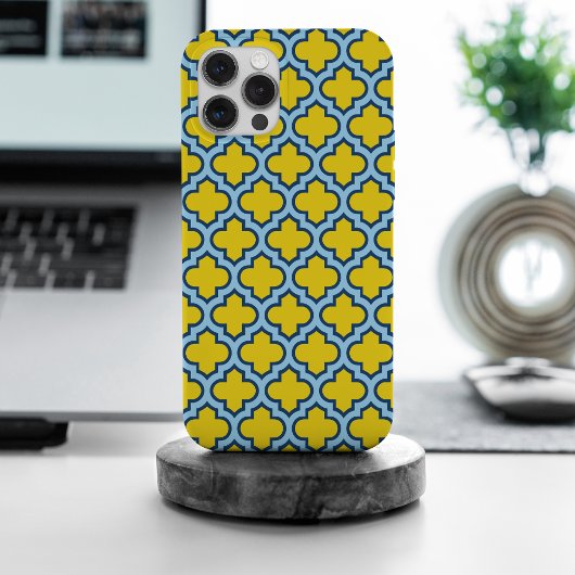 Coques Case-Mate iPhone Trellis jaune et bleu bébé, treillis, Quatrefoil
