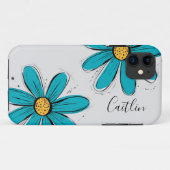 Coques Case-Mate iPhone Trending Daisy Art turquoise inky (Dos (Horizontal))