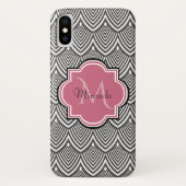 Coques Case-Mate iPhone Trendy Black Arched Scallops Pink Monogramme Nom (Dos)