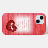 Coques Case-Mate iPhone Trendy Faux Red Wood Red Heart Orange Bee Bible (Verso (horizontal))