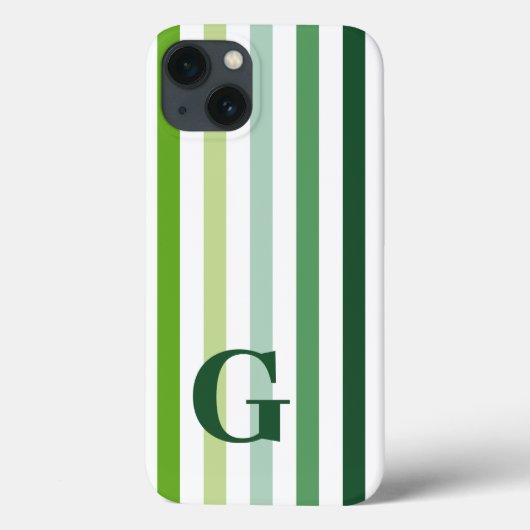 Coques Case-Mate iPhone Trendy Green Stripes avec Monogramme (Verso)