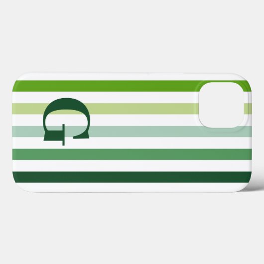 Coques Case-Mate iPhone Trendy Green Stripes avec Monogramme (Verso (horizontal))