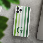 Coques Case-Mate iPhone Trendy Green Stripes avec Monogramme