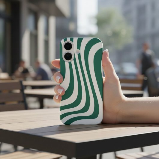 Coques Case-Mate iPhone Trendy Green Wavy Line Case for iPhone 16 & iPad