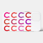 Coques Case-Mate iPhone Trendy grid motif porte-bonheur fer à cheval rose (Verso (horizontal))