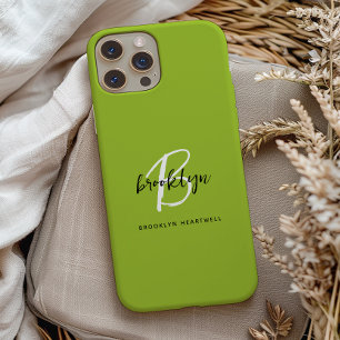 Case-Mate iPhone Case Trendy Lime Green Black White Monogramme Nom