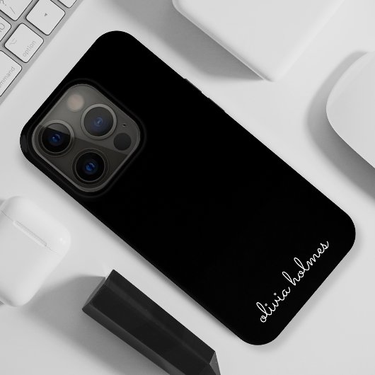 Coques Case-Mate iPhone Trendy Monogram | Name de script noir moderne