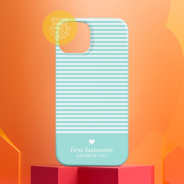 Coques Case-Mate iPhone Trendy Stripes avec Monogramme cardiaque haut de g (Personalized Phone Case - Many Device Styles to Choose From)