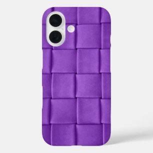 Coques iPhone 16 Tresse en cuir violet en treillis