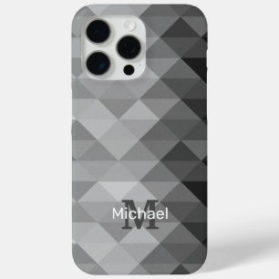 Coque iPhone 15 Pro Max Triangle gris carré géométrique motif Monogramme