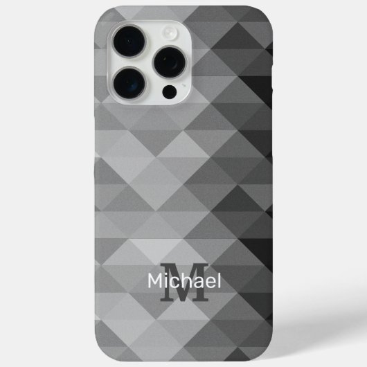 Coques Case-Mate iPhone Triangle gris carré géométrique motif Monogramme (Verso)