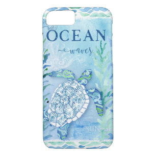 Etui iPhone Case-Mate Triangle moderne de plage d'océan de tortue de mer