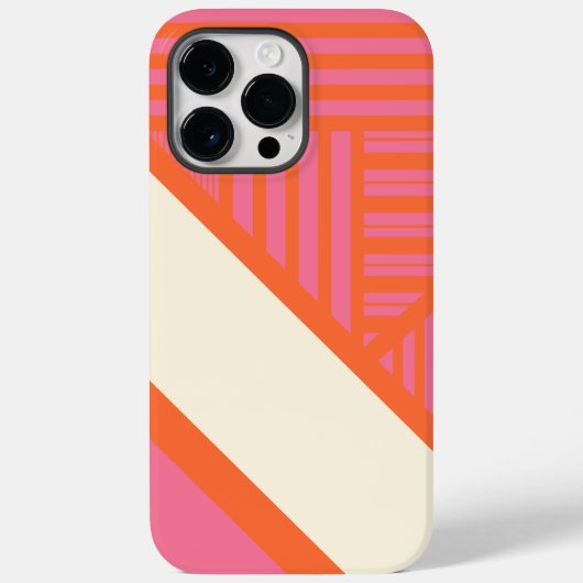 Coques Case-Mate iPhone Triangle rayures en rose, orange et crème (Verso)