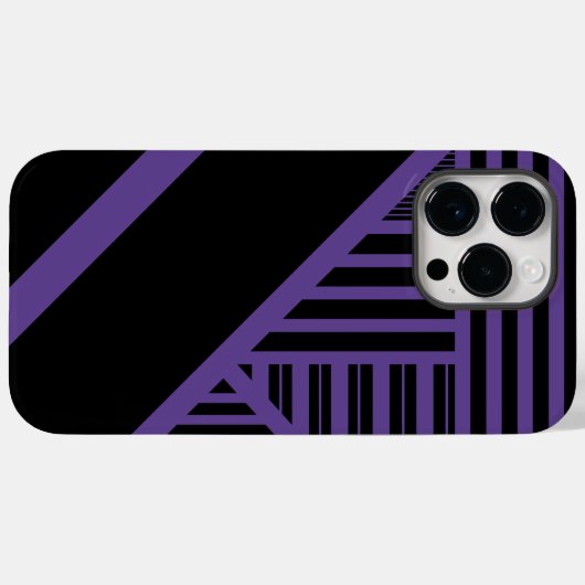 Coques Case-Mate iPhone Triangle rayures en violet et noir (Verso (horizontal))