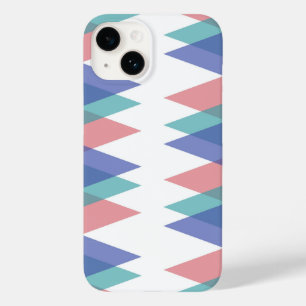 Coque Pour iPhone 14 Triangles bleu et corail