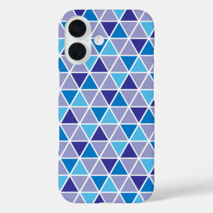 Coques iPhone 16 Triangles bleu moderne rétro Motif géométrique