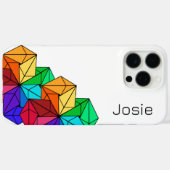 Coques Case-Mate iPhone Triangles de cubes arc-en-ciel lumineux 3D sur bla (Verso (horizontal))