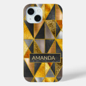 Coques Case-Mate iPhone Triangles géométriques élégants or noir argent (Verso)
