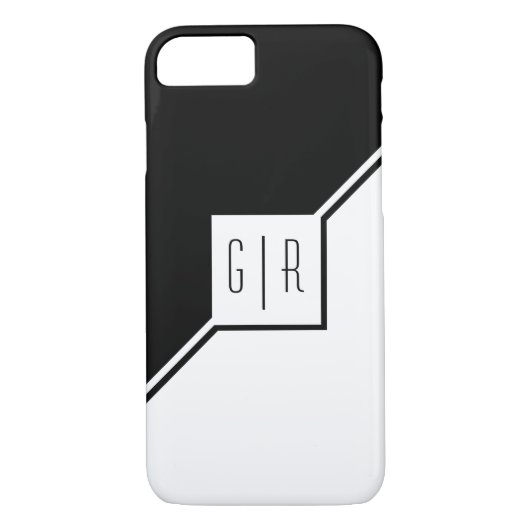 Coques Case-Mate iPhone Triangles noirs, blancs, monogrammes géométriques (Dos)