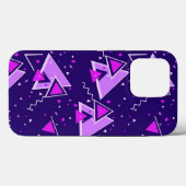 Coques Case-Mate iPhone Triangles rétro violets et roses (Verso (horizontal))