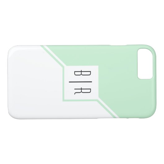 Coques Case-Mate iPhone Triangles vert menthe, monogramme moderne géométri (Dos (Horizontal))