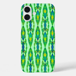 Coques iPhone 16 Plus Tribal Batik - Mint, Emerald Green et Blue